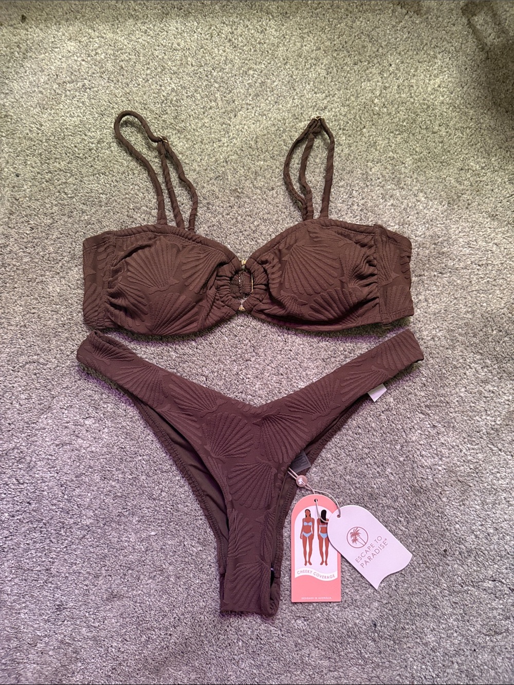 Brown Printed Bikini Set